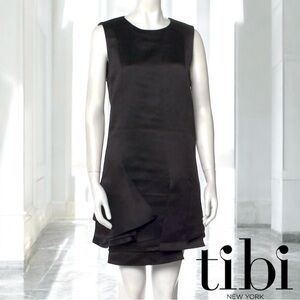 Tibi Luxury, $500 Retail, Layered, Scoop Neck, Sleeveless, Shift Dress, Black, 8